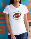 In It To Win It Football Ladies V-Neck T-Shirt White