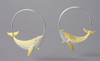 Whale Earrings Sterling Silver w Gold