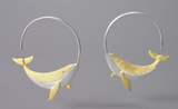 Whale Earrings Sterling Silver w Gold