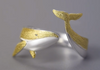 Whale Ring Sterling Silver w Gold