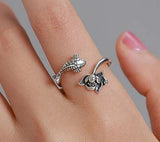 Koi & Lotus Sterling Silver Ring