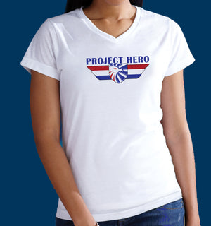 Project Hero Wings Ladies White Performance T-Shirt