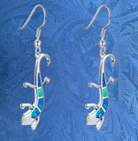 Lizard Blue Fire Opal Silver Earrings