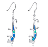 Lizard Blue Fire Opal Silver Earrings