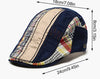 8c Newsboy Tan strip Blue Navy Plaid Flat Cap Hat