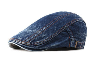 1 Newsboy Blue Jean Side Seams Cabbie Euro Hat Cap