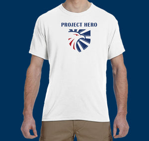 PROJECT HERO Eagle Crest men's White Performance T-Shirts "cotton feel"