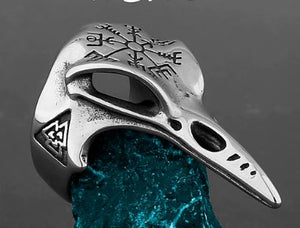 Raven Bird Scull Viking Ring SS