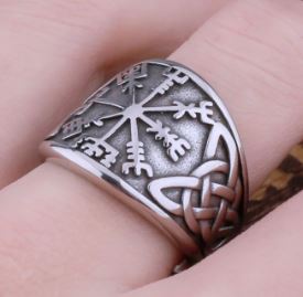 Compass Curved Viking Ring SS