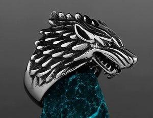 Wolf Head Viking Ring SS