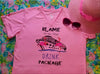 Blame Drink Package Flamingo Pink V-Neck Ladies T-Shirt