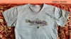 FishTales Rock Bass w/gold Ladies V-Neck T-Shirts