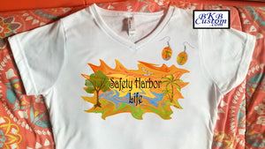 Safety Harbor Life  Ladies V-Neck T-Shirt  White