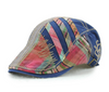 3d Newsboy Blue Plaid Stripe Flat Cap Hat