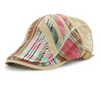 3e Newsboy Tan Plaid Stripe Flat Cap Hat
