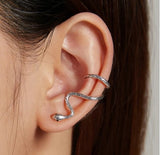 Snake Green Eyes Cool Ear Cuff Sterling Silver