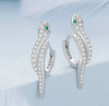 Snake Zircon w Green Eyes Earrings Sterling Silver