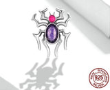 Spider Purple Charm Necklace Sterling Silver