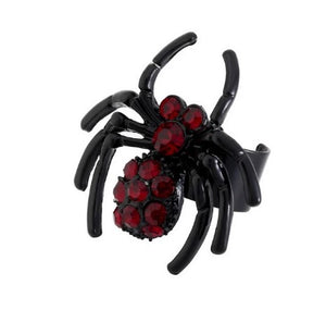 Spider Red Rhinestones Ring