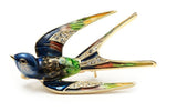 Pretty Swallow Blue Green Flying Brooch Bird
