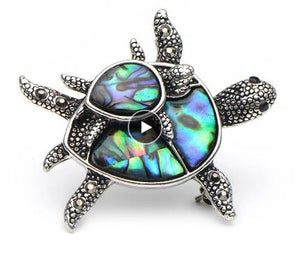 Turtle Sea w Baby Abalone Shell Brooch