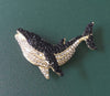 Whale Black White Rhinestones Brooch