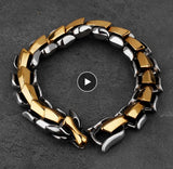 Dragon 40 Wolf Two Tone Bracelet Heavy Link Stainless Steel